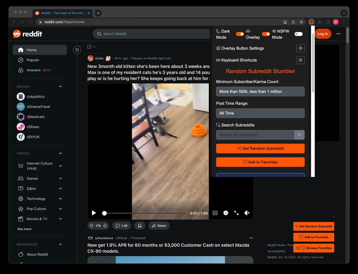 Random Reddit Stumbler Demo Video